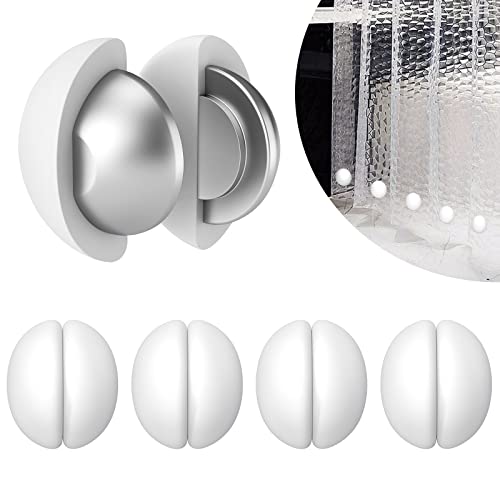 VANZAVANZU 5 Pairs Shower Curtain Weights, Silicone Wrapped Magnets, Heavy Duty Magnets Prevent Curtain Liner from Blowing, Rust-Free, White - color: White, size: 1.2"W x 1.2"L (Pack of 5)