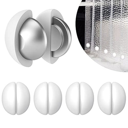 VANZAVANZU 5 Pairs Shower Curtain Weights, Silicone Wrapped Magnets, Heavy Duty Magnets Prevent Curtain Liner from Blowing, Rust-Free, White - color: White, size: 1.2"W x 1.2"L (Pack of 5)