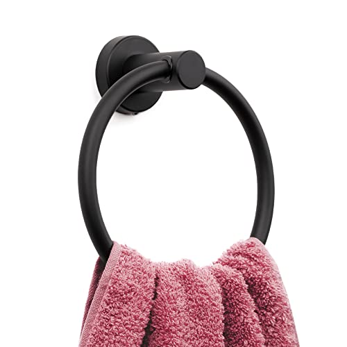 MARMOLUX ACC Matte Black Towel Ring - SUS304 Stainless Steel Wall Mounted Hand Towel Holder for Bathroom - Kitchen & Bathroom Towel Rack - Black Towel Hanger - Bathroom Towel Holder - Hand Towel Rack - color: Matte Black, size: Towel Ring