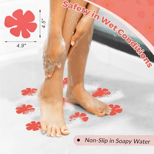 S&X Non Slip Bathtub Stickers,Pack of 12 PCS Lucky Flower Shower Floor Non Slip Stickers –Comfortable Grip On Slipper Surfaces - size: Flower