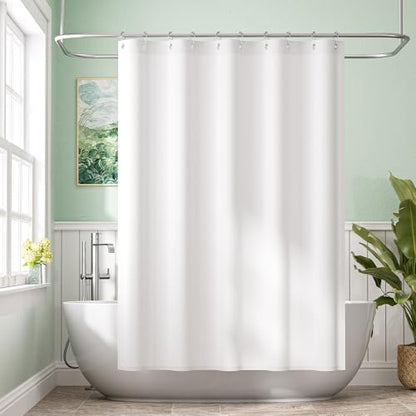 Small Stall Shower Curtain Liner Washable, 60 x 72 Inches, Fabric Shower Liner with 2 Bottom Stones, Narrow Waterproof RV Shower Curtain Liner, 10 Grommet Holes, Hotel Quality, White - color: White, size: 60"W x 72"L (Pack of 1)