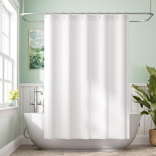Small Stall Shower Curtain Liner Washable, 60 x 72 Inches, Fabric Shower Liner with 2 Bottom Stones, Narrow Waterproof RV Shower Curtain Liner, 10 Grommet Holes, Hotel Quality, White - color: White, size: 60"W x 72"L (Pack of 1)