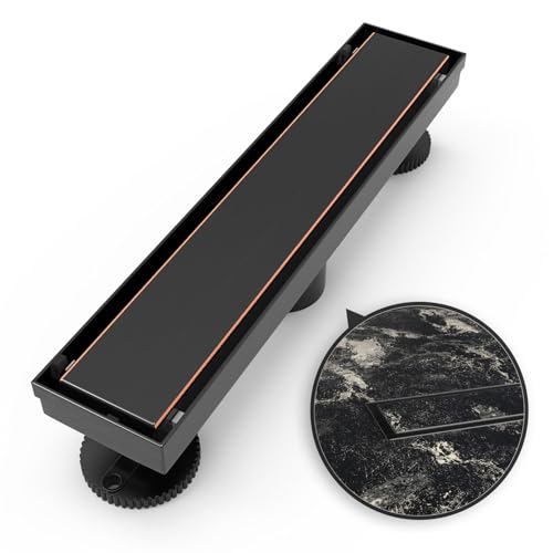 12 Inch Linear Shower Drain Rectangular Floor Drain with Accessories Reversible 2-in-1 Cover Tile Insert Grate Removable SUS304 Stainless Steel CUPC Certified Oil Rubbed Bronze - color: Oil Rubbed Bronze, size: 12 Inch