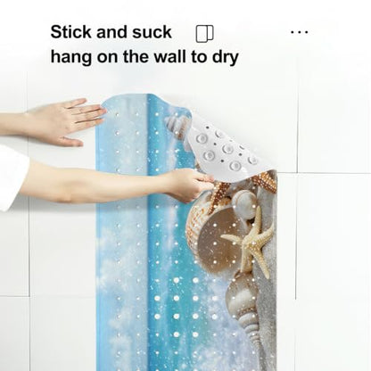 LNOND Summer Beach Bathtub Mat Non Slip, 40 X 16 Inch Tub Mat for Bathroom, Tropical Beach Bath Tub Shower Mat with Drain Holes and Suction Cups - color: Tropical Beach Bathtub Mat
