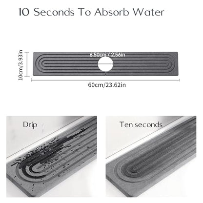 Diatomite Sink Splash Guard – Super Absorbent Kitchen & Bath Mat, Quick-Dry Non-Slip Drying Tray, Fits Most Faucets, Pet Bowl Mat, Vase Holder (Premium Gray, 23.6'' x 4'') - color: Gray-C