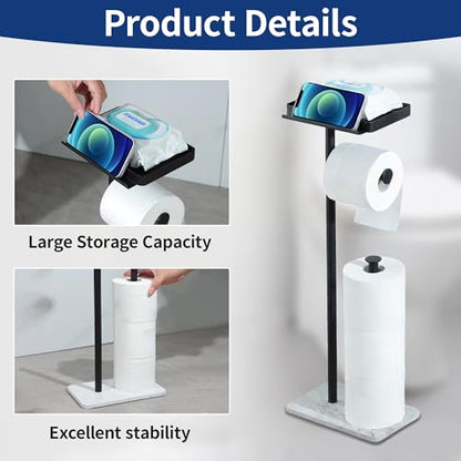 Toilet Paper Stand - Extra Heavy Duty Marble Base Toilet Paper Holder Stand - color: Marble White