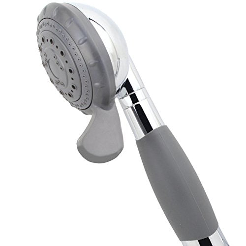 YOO.MEE ADA Handheld Shower, Fits Elderly and People Disabled in Action | Big-button Turning, Silicone Grip, Pause Setting, for Parkinson, Arthritis, 79 Inch Stainless Steel Hose Included, Chrome