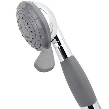 YOO.MEE ADA Handheld Shower, Fits Elderly and People Disabled in Action | Big-button Turning, Silicone Grip, Pause Setting, for Parkinson, Arthritis, 79 Inch Stainless Steel Hose Included, Chrome