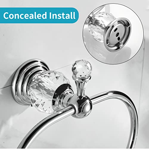 WOLIBEER Chrome Towel Ring,Crystal Hand Towel Holder,Bath Oval Hand Towel Rack Hanger Wall Mounted Bling Bathroom Accessories - size: Oval