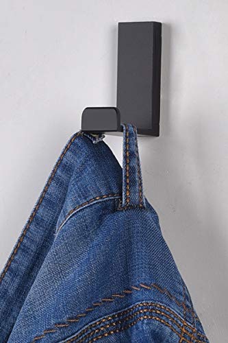 Coat Hooks Wall Mounted Towel Holder Robe Hanger 3 Pack Black | Heavy Duty Sturdy Solid Anodized Aluminum for Bathroom Kitchen Office Farmhouse Mudroom Garage