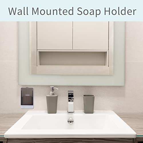 Bar Soap Holder Dish Shower 2 PCS Self Draining Soap Container with Lid, Wall Mounted Soap Box Tray for Bathroom Bathtub Sink, Waterproof White, Adhesive Include (White) - color: White