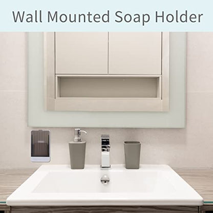 Bar Soap Holder Dish Shower 2 PCS Self Draining Soap Container with Lid, Wall Mounted Soap Box Tray for Bathroom Bathtub Sink, Waterproof White, Adhesive Include (White) - color: White