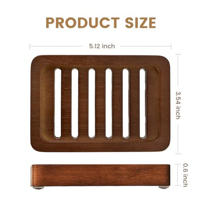 Flat Slotted Wood Soap Dish, 1 Pack, Dark Brown | Self Draining Design, Multi-use as Sponge Holder, Ideal for Shower, Bathroom, Kitchen, Sink & Travel, Box Packed - color: Dark Brown