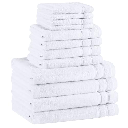 Comfort Spaces 12 Pc Towel Set, 100% Cotton Zero Twist, White | Zero Twist Cotton, Quick Dry Ultra Soft, 4 Bath 4 Hand 4 Washcloth, Lightweight Absorbent for Everyday Bathroom Use - color: White, size: 12 Piece Towel Set