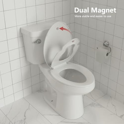 Toilet Seat, Elongated Toilet Seat with Toddler Seat Built in, Potty Training Toilet Seat Elongated Fits Both Adult and Child, with Soft Close, Never Loosen, Easy Install and clean - White - color: White, size: Elongated with Toddler Seat