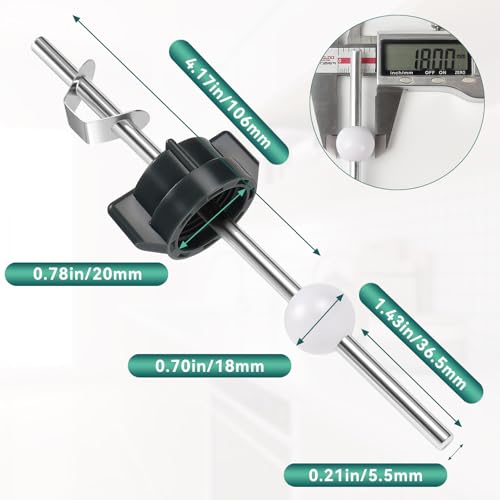 2Pcs Sink Drain Parts, Lavatory Pop Up Center Assembly with Plug, Bathroom Sink Pivot Ball Rod Replacement with 18MM Ball, Pop up Stopper 4‑7/8" Tall, 1‑1/4" Cap Dia - size: 18mm ball+ plug