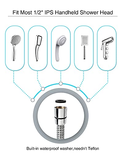 PHASAT Shower Hose,47 Inches or 3.9 Ft Handheld Shower Head Hose Replacement,Chrome,A3107C-1.2 - color: Chrome, size: 47 Inches