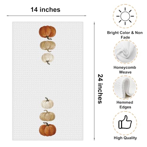 Fall Pumpkin Kitchen Towels Farmhouse Fall Bathroom Decor 1 | Autumn Thanksgiving Pumpkin Decorations, Dish Towels Hand Towel Tea Towel, Waffle Weave Microfiber, Quick Dry, Absorbent