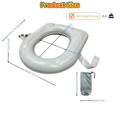 Inflatable Travel Toilet Seat Riser, Portable Toilet Seat Cushion with Suction Cups for Travel, RV, Camping - Comfortable Potty Seat (Light Grey)