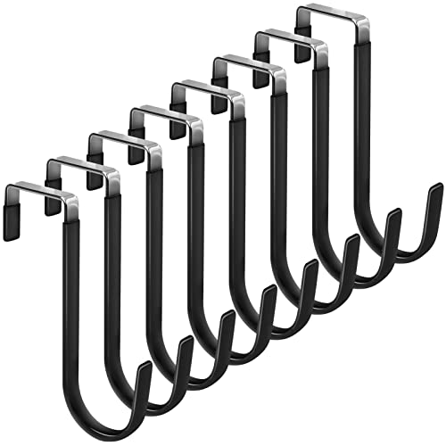FYY Over the Door Hooks, Single-Hanger 8 Pack, Fits Doors 1 3/8" Black | Heavy Duty Metal, Hold 20lbs, Rubber-Coated, No-Drilling, for Bathroom Dorm, Hanging Towels Clothes Hats Bags Coats Wreaths - color: A Black, size: Short, style: 8 Pack