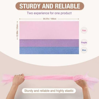 Extra-Long African Net Sponge 3Pk Multi-Color Exfoliating Scrub | Fast Drying African Bath Net, Gentle Exfoliating Scrub for Full Body & Back Spa Shower - color: Blue,pink, Purple