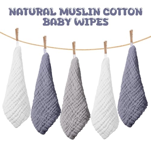 20 Pcs Baby Muslin Washcloth 12 x 12 Inch 100% Cotton Soft and Absorbent Muslin Washcloth Burp Cloth Wipe Newborn Face Towel for Baby Boy Girl Sensitive Skin(White, Light Gray, Gray) - color: White, Light Gray, Gray