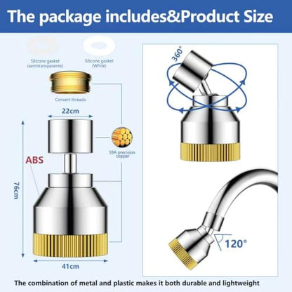 Faucet Sink Aerator/Extender/Sprayer/nozzle,Faucet Attachment Replacement for Bathroom&Kitchen, Anti-slip Swivel Aerator with 55/64" Threaded Adapter (Standard Silver) - color: Standard Silver