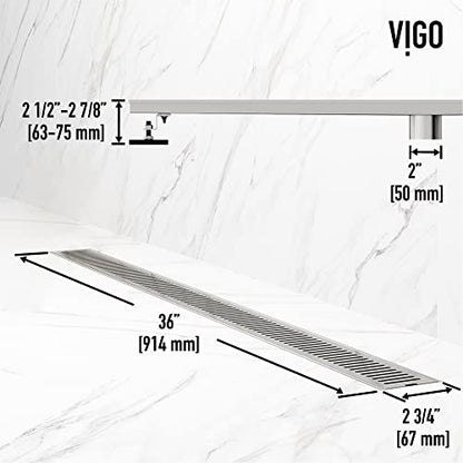 VIGO Elan 36 in. Linear Shower Drain in Brushed Nickel - VG07003BN - color: Brushed Nickel, size: 36 in.