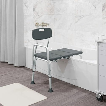 Flash Furniture HERCULES Series 300 Lb. Capacity Adjustable Gray Bath & Shower Transfer Bench with Back and Side Arm - color: Grey