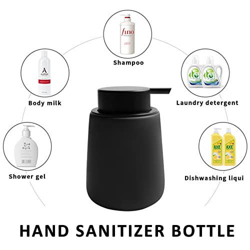 Soap Dispenser Ceramic with Easy-to-Press Pump Hand Lotion Liquid Dispenser for Shampoo Bathroom Kitchen 12 oz Black - color: Black