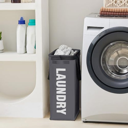 45L Slim Laundry Hamper with Removable Inner Bag & Side Handles, Grey | Small Laundry Baskets with Mesh Top, Narrow Dirty Clothes Hamper for Bedroom, Closet, and Bathroom - color: Gray - Inner Bag, size: 45L