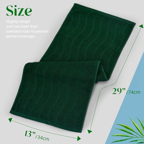 2-Piece Hand Towels Set in Forest Green, Wavy Striped Jacquard Towels | for Bathroom Kitchen (13x29 Inches, Cotton) - color: Forest Green