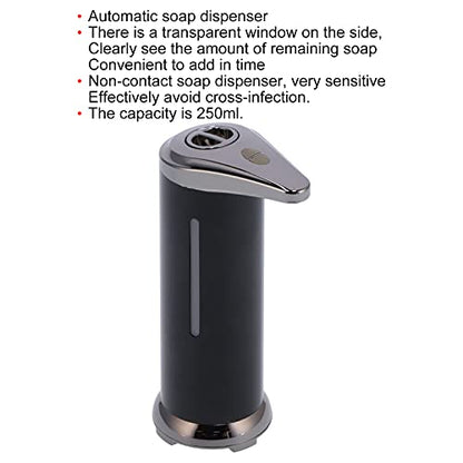 250ml Soap Dispenser, Automatic Soap Dispenser Touchless Touchless Hand Soap Dispenser for Home Bathroom Kitchen School Hotel (Black) - color: Black