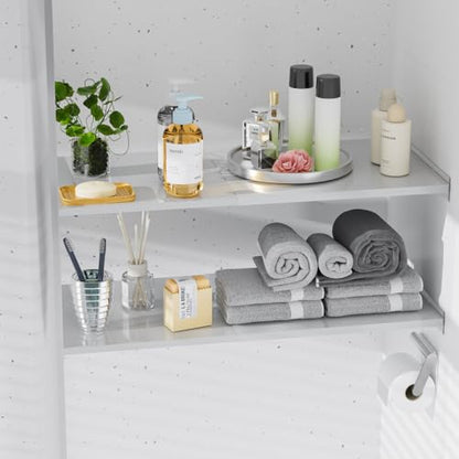 Slideep Adjustable Closet Storage Shelves, Expandable Wardrobe Shelf with Seamless Sticker Heavy Duty Clothes Hanger Rack DIY Divider RV Separator for Cabinet Pantry Cupboard Kitchen, 2Pack - size: 15.8"D x 16.9"W