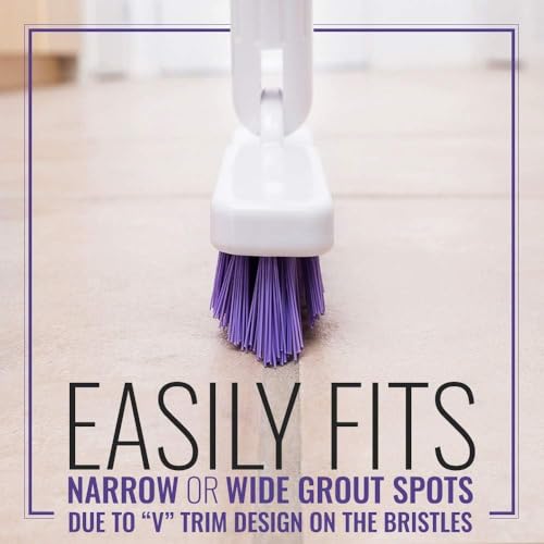 Fuller Brush Tile Grout E-Z Scrubber Complete– 9" V‑Trim Tile & Grout Brush – Deep Grime Cleaning Without Scratching – Perfect for Cleaning Hard to Reach Areas