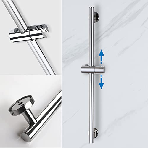 Chrome Shower Slide Bar, Bathroom Shower Slide Bar with Adjustable Handheld Shower Holder, Stainless Steel Slide Slide Bar Wall Mount - color: Chrome