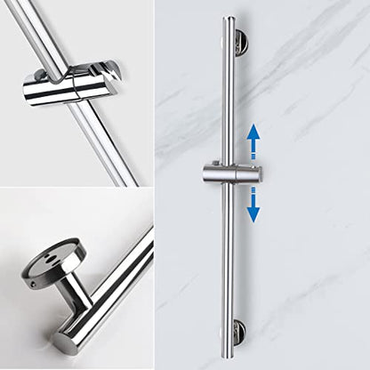 Chrome Shower Slide Bar, Bathroom Shower Slide Bar with Adjustable Handheld Shower Holder, Stainless Steel Slide Slide Bar Wall Mount - color: Chrome