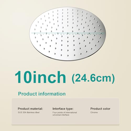 All Metal Rain Shower Head - Heavy Duty Stainless Steel, Easy Install, High Water Flow, Ultra-Thin Modern Design for Bathroom (Chrome, 10) - color: Chrome, size: 10