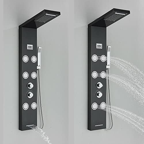 Stainless Steel Shower Panel Tower Rain Waterfall Massage Body Jet System Spray