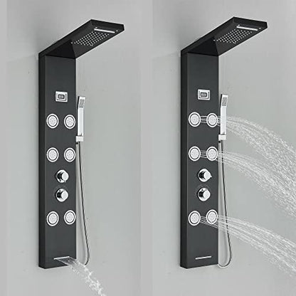 Stainless Steel Shower Panel Tower Rain Waterfall Massage Body Jet System Spray