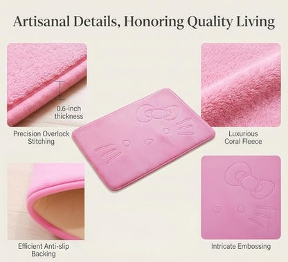 Pink Cartoon Non Slip Memory Foam Bath Mat 15.75 x 23.62 Inch | Cute Design,Super Soft & Water Absorbent Multi-Use Rug, Suitable for Bathroom, Bedroom, Living Room and Entry Door