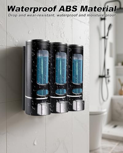 Shampoo and Conditioner Dispenser - 1200ML Wall-Mounted Shower Shampoo Dispenser 3 Chamber No Drill Body Wash Soap Dispenser for Shower, Bathroom, Hotel - size: 1200ML