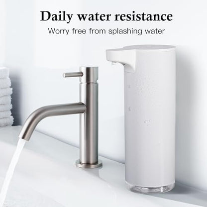 Automatic Soap Dispenser Foaming: Rechargeable Touchless Soap Dispenser Stainless Steel Foam Soap Dispenser for Bathroom Hand Soap Pump for Kitchen Xmas Gift, 9oz, White - color: White