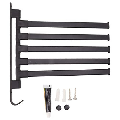 Heavy Aluminum Swivel Towel Bar, Matte Finish Wall Mounted Rack with Hooks Organize Towels and Clothes Save Space with Multi Arms Rustproof Suitable for Bathroom Bedroom Kitchen - color: 5 Arms