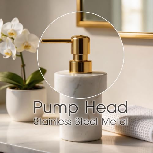Marble Soap Dispenser, Hand Soap Dispenser for Bathroom Kitchen Countertop - Lotion and Liquid Soap Dispenser (1, White) - color: White
