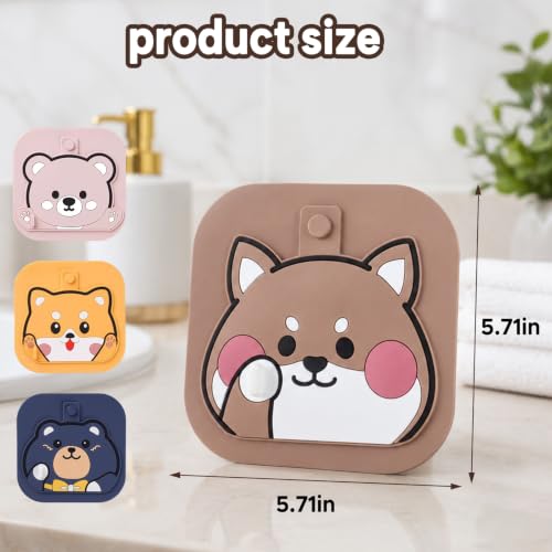 2Pack Square Shower Drain Hair Catcher for Bathtub and Shower | Khaki thick silicone, cartoon animal design, reusable hair stopper for floor drains, kitchen laundry room utility use - color: Khaki