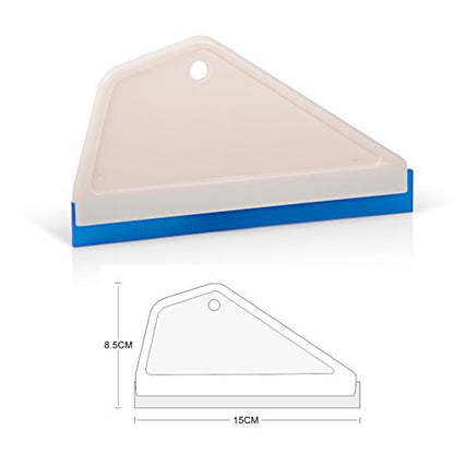 FOSHIO 4Pack White Auto Home Kitchen Bathroom Shower Squeegee Hand Squeegee Window Wiper Mirror Wiper with Blue Silicone Water Blades