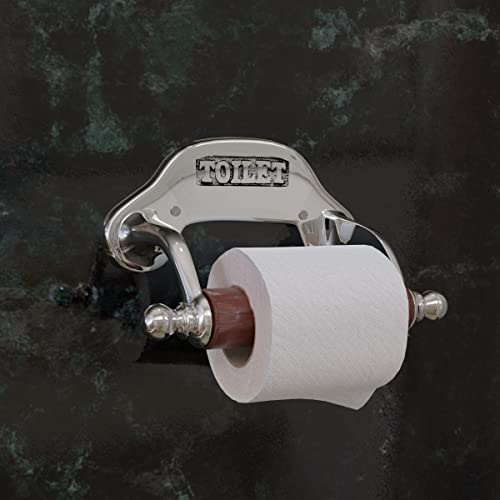 Stylish Wall Mount Toilet Paper Holder 6.5" W Chrome Plated Solid Brass Easy Install Toilet Tissue Paper Holders with Wooden Roll for Bathrooms Includes Hardware Renovators Supply Manufacturing - color: Chrome Knight