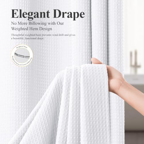 Long 3 in 1 Waffle Shower Curtain Set with Liner 72x78 White | 78 Inch Long, Waterproof Clear PEVA Liner, 256GSM Heavy Duty Fabric, Tall Hotel Luxury Shower Curtains for Bathroom, 12 Hooks - color: A White, size: 72"W x 78"L (Pack of 1)