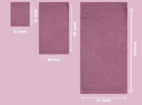 8-Piece Zero Twist Cotton Bath Towel Set – 100% Cotton Luxury Towels – Ultra Soft, Fluffy & Absorbent – Quick Dry, Durable & Fade Resistant – Spa Quality Bath, Hand & Washcloth Set (Wishful Mauve) - color: Wishful Mauve
